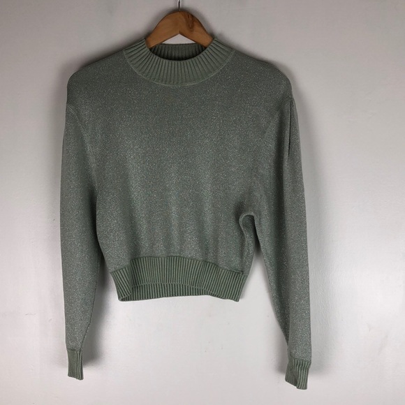 *CLOSET CLOSING* Free People Starry Night Metallic Pullover Sweater Frosted Fern - Picture 3 of 13